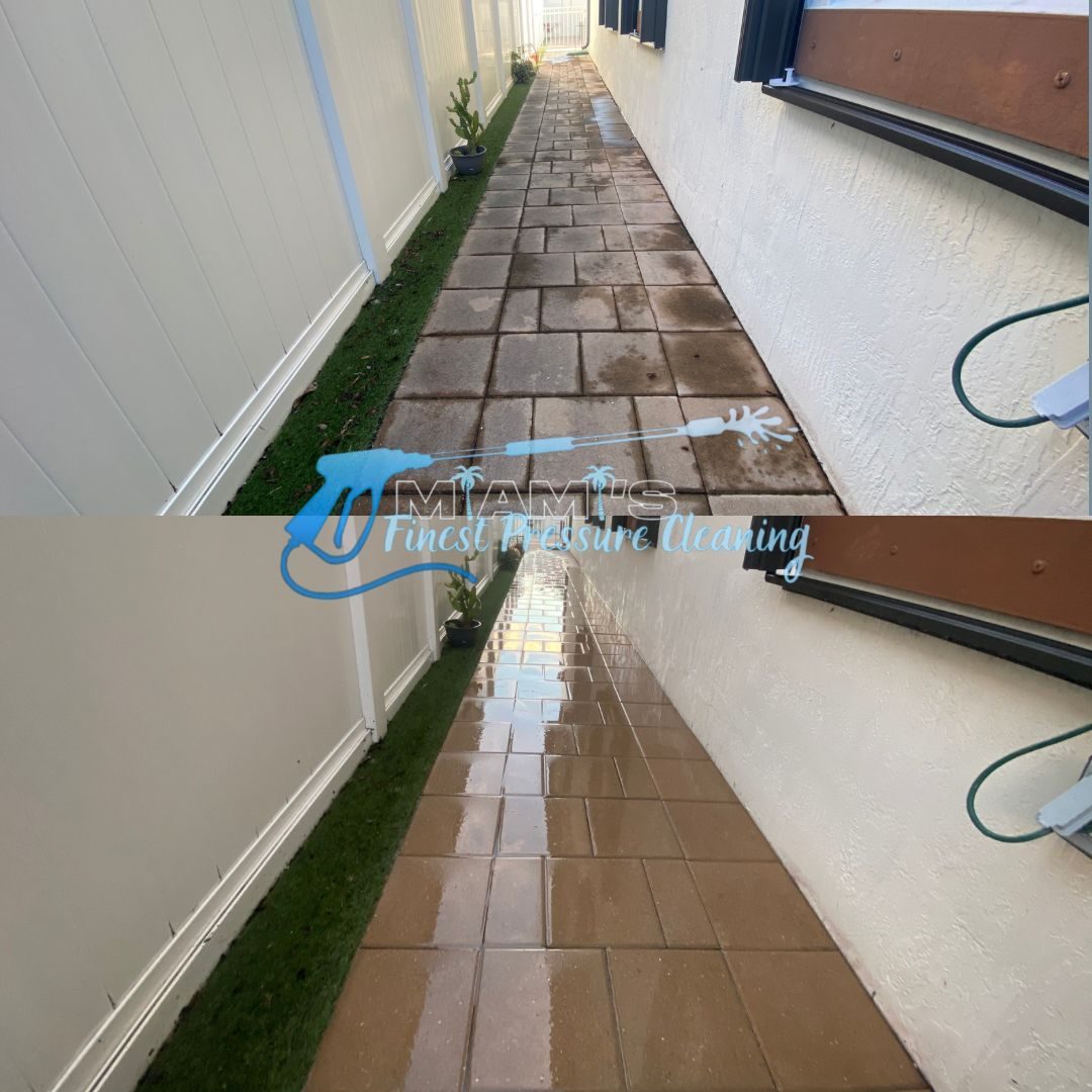Paver walkway rinse-down